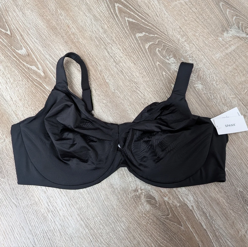 NWT SPANX Black Low Profile Minimizer Unlined Underwire Bra Size 42DD